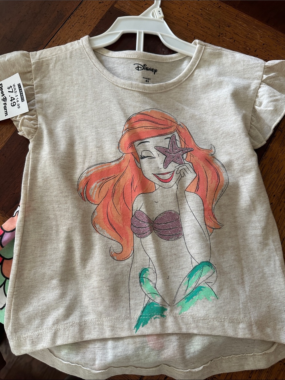 Disney Little Mermaid Graphic Tee and shorts 4t